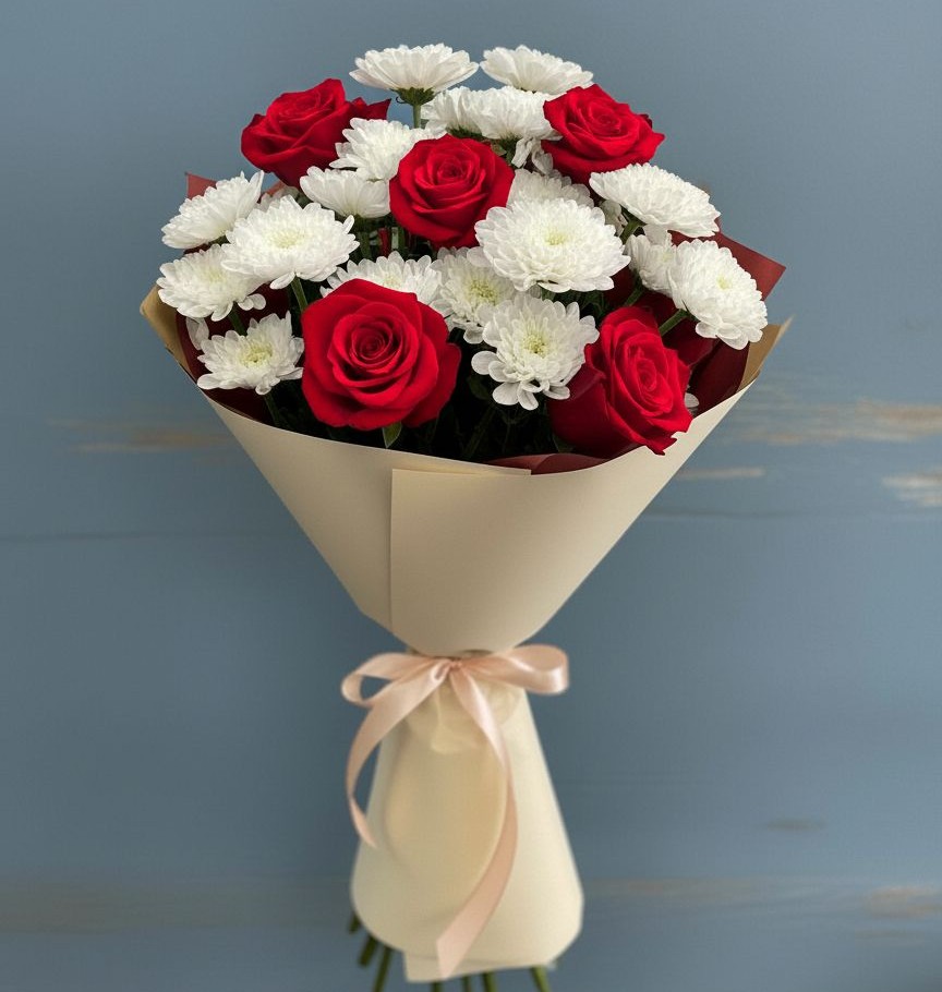 Букет цветов из: Розы и Хризантемы в Поворино