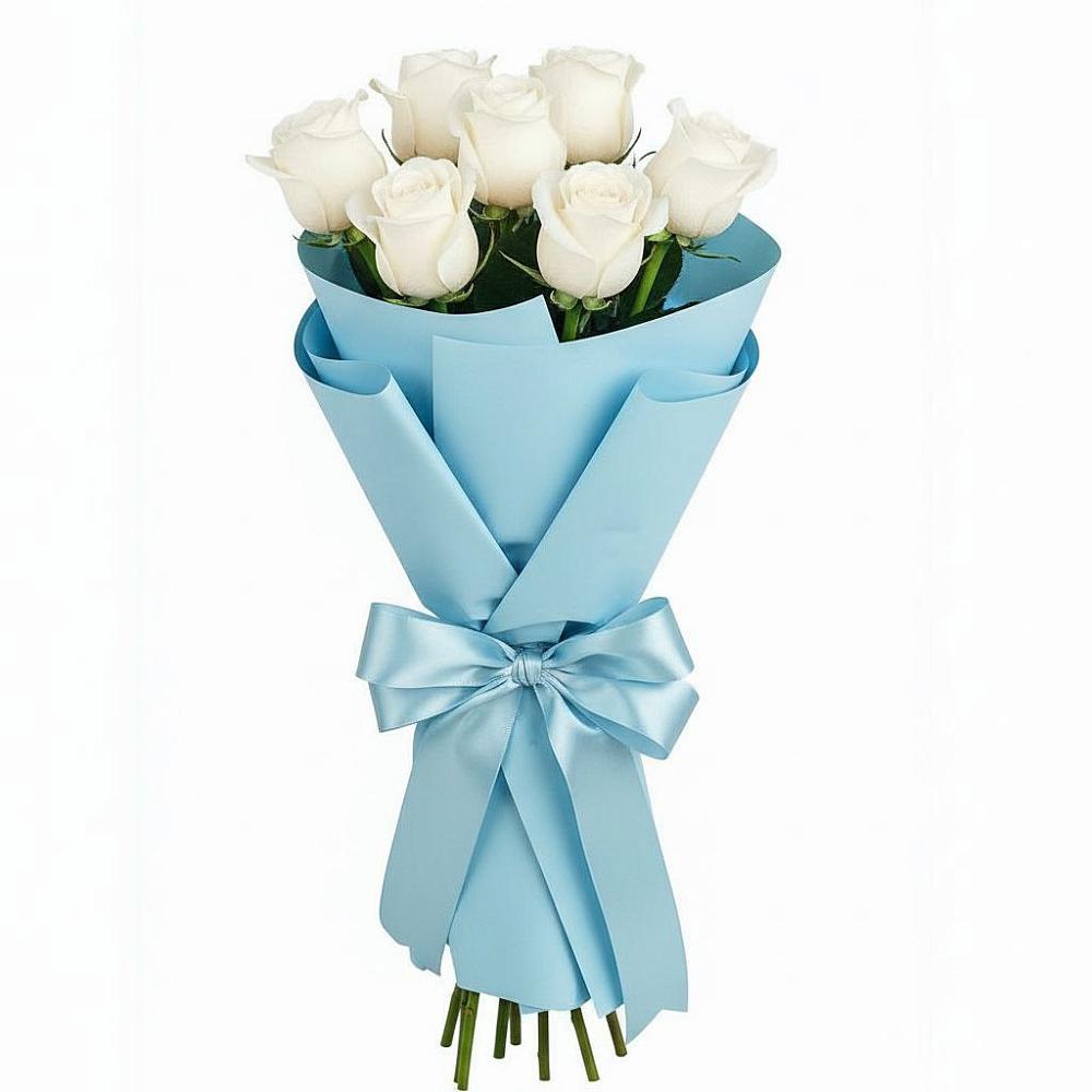 Букет 7 белых роз Проуд в Поворино