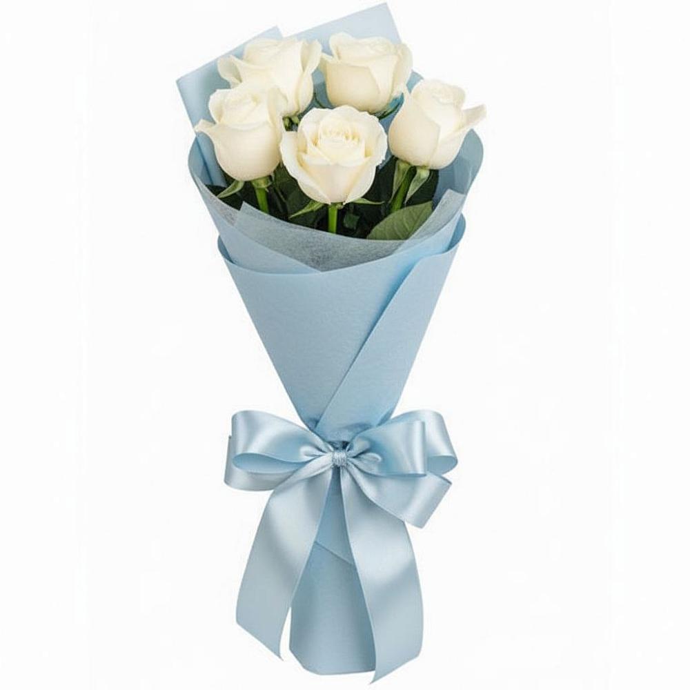Букет 5 Белых роз Проуд в Поворино