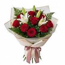 Букет цветов из:  Лилии и Розы #REPLACE_PRED# Поворино