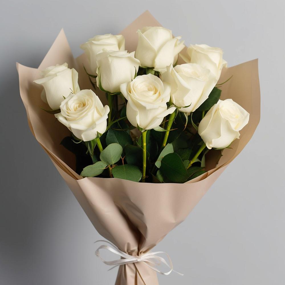 Букет 9 Белых роз Эдлесс Лав в Поворино