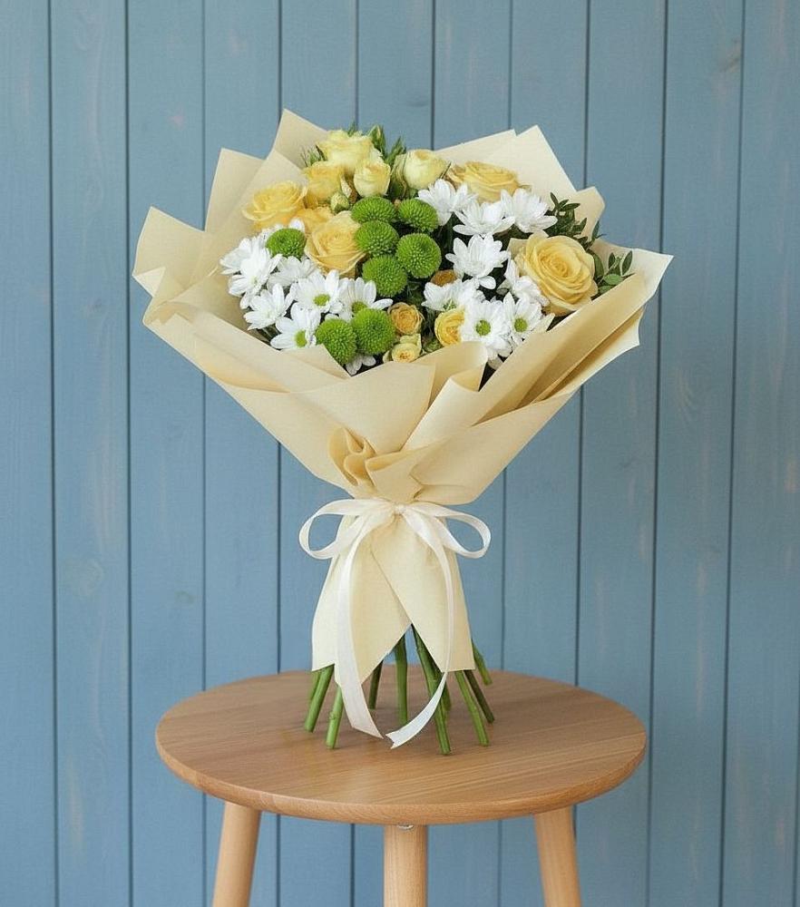 Букет цветов из: Хризантемы и Розы в Поворино