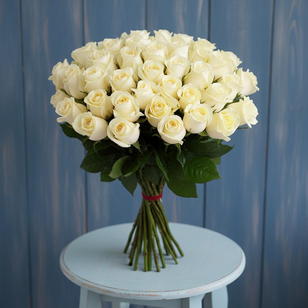 Букет 51 Белая роза Эдлесс Лав в Поворино