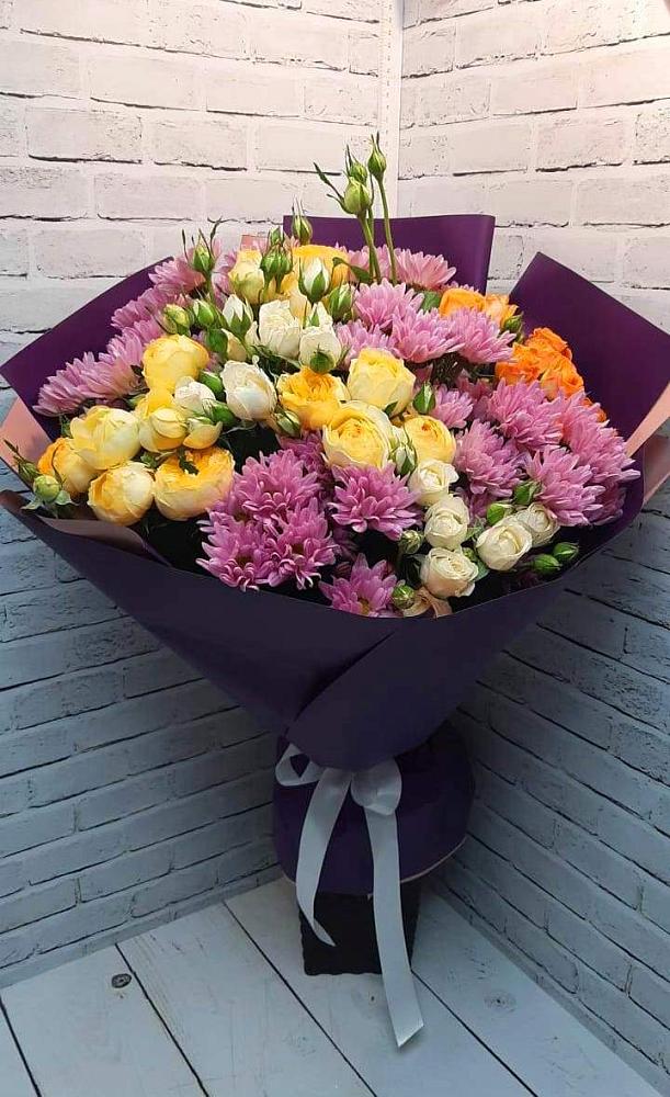 Букет цветов из: Хризантемы и Розы в Поворино