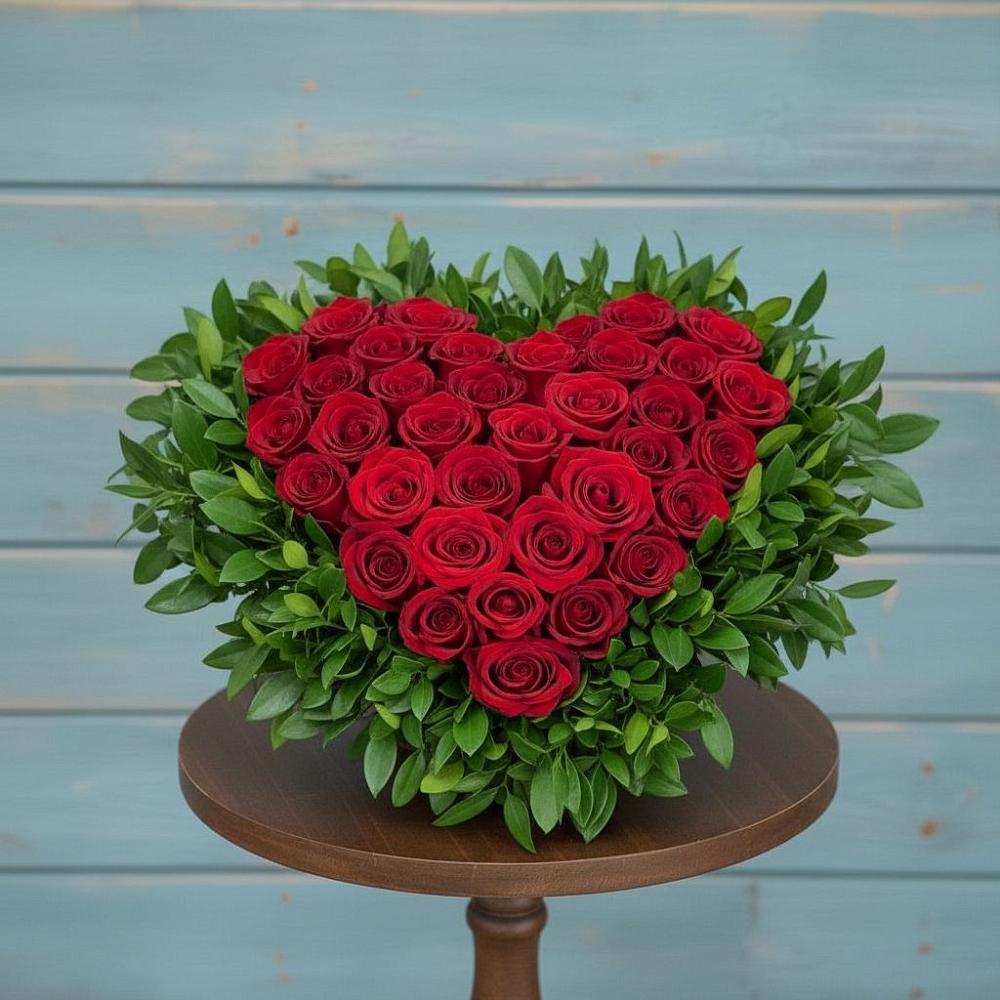 Цветочная композиция из Розы в виде сердца в Поворино