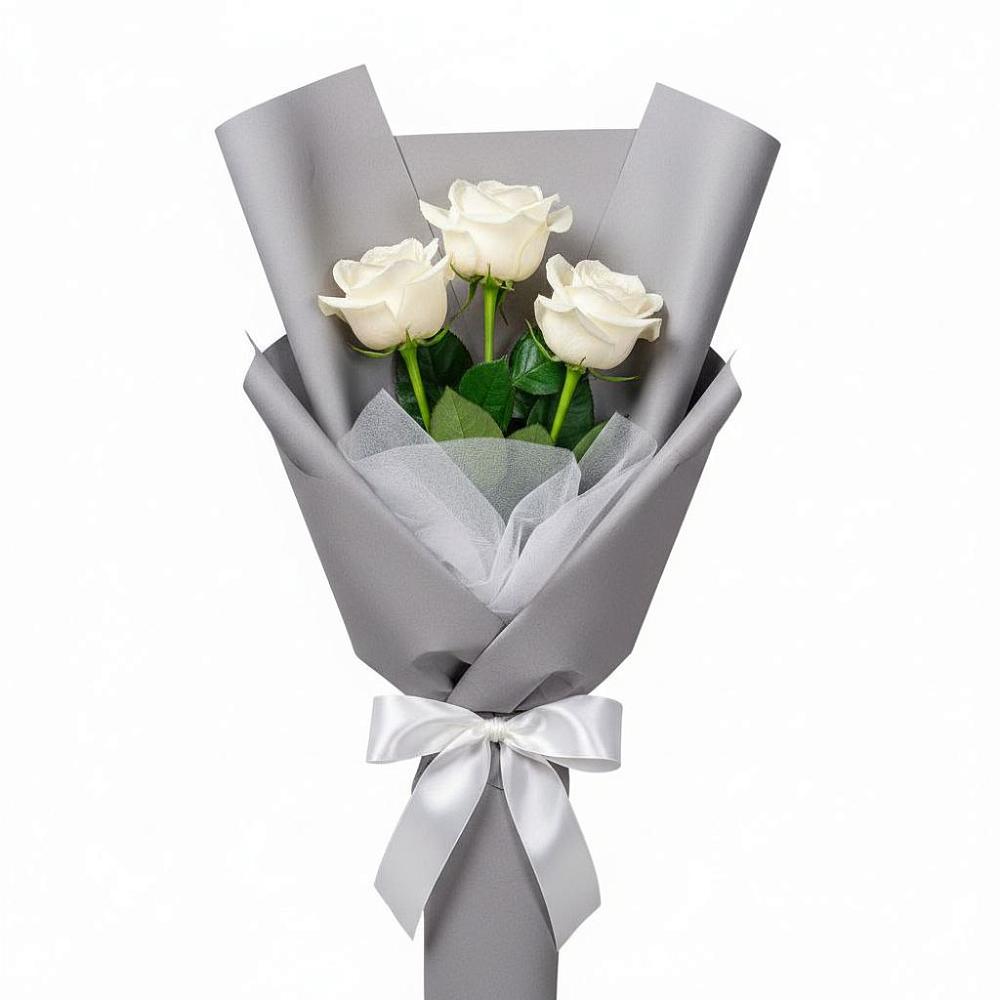 Букет 3 белые розы в Поворино