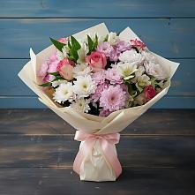 Букет цветов из:  Хризантемы, Альстромерии и Розы в Поворино