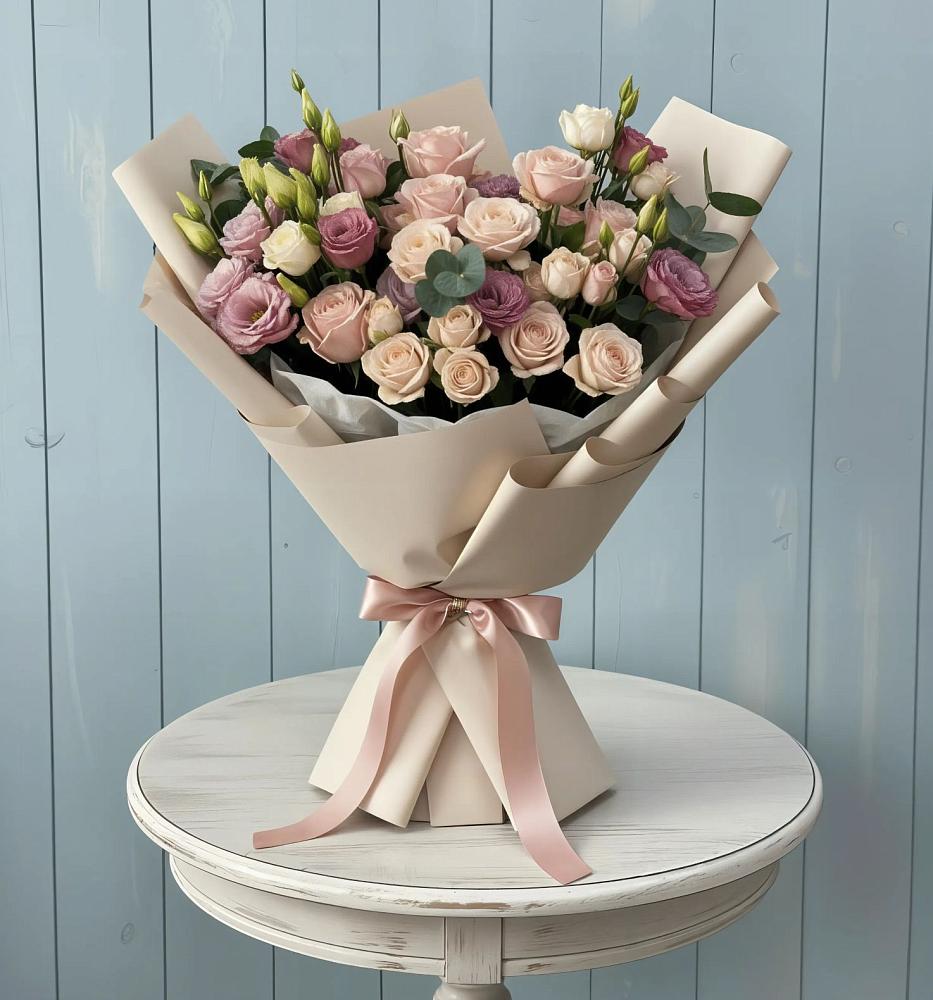 Букет цветов из: Розы и Лизиантусы в Поворино