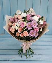 Букет цветов из:  Хризантемы, Розы и Альстромерии в Поворино