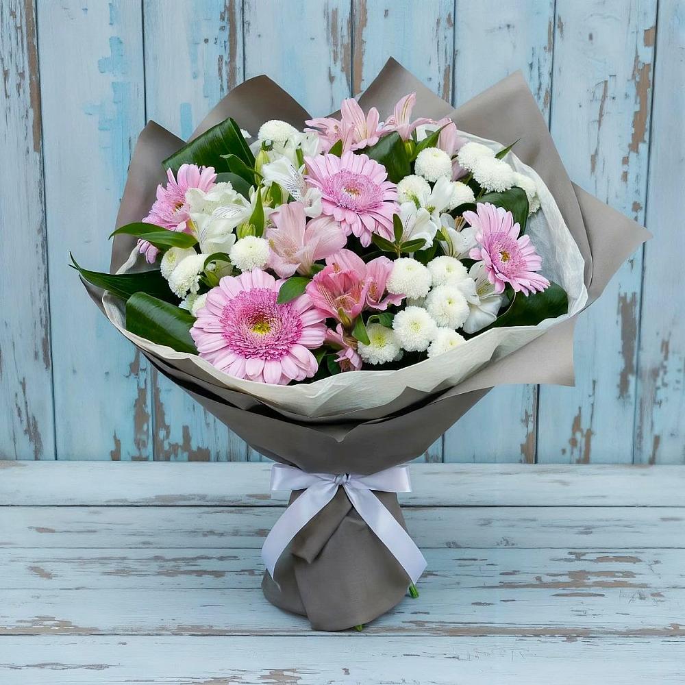 Букет цветов из: Герберы, Альстромерии и Хризантемы в Поворино