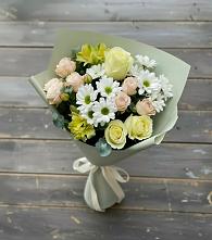 Букет цветов из:  Альстромерии, Розы и Хризантемы в Поворино