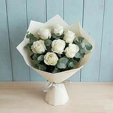 Букет Белые розы в Эвкалипте #REPLACE_PRED# Поворино