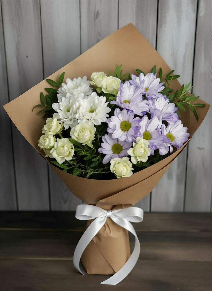 Букет цветов из: Хризантемы и Розы в Поворино